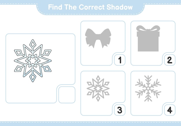 Trova l'ombra corretta trova e abbina l'ombra corretta del gioco per bambini snowflake educational