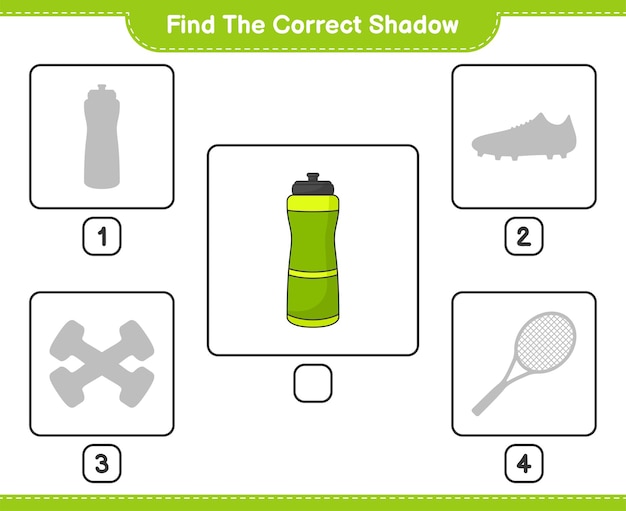 Найдите правильную тень Найдите и сопоставьте правильную тень от спортивной бутылки с водой