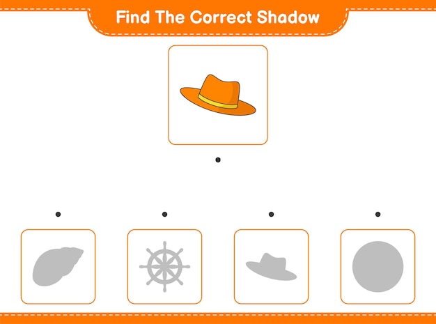 Find the correct shadow Find and match the correct shadow of Summer Hat Educational children game