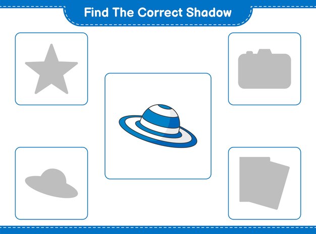 Find the correct shadow Find and match the correct shadow of Summer Hat Educational children game