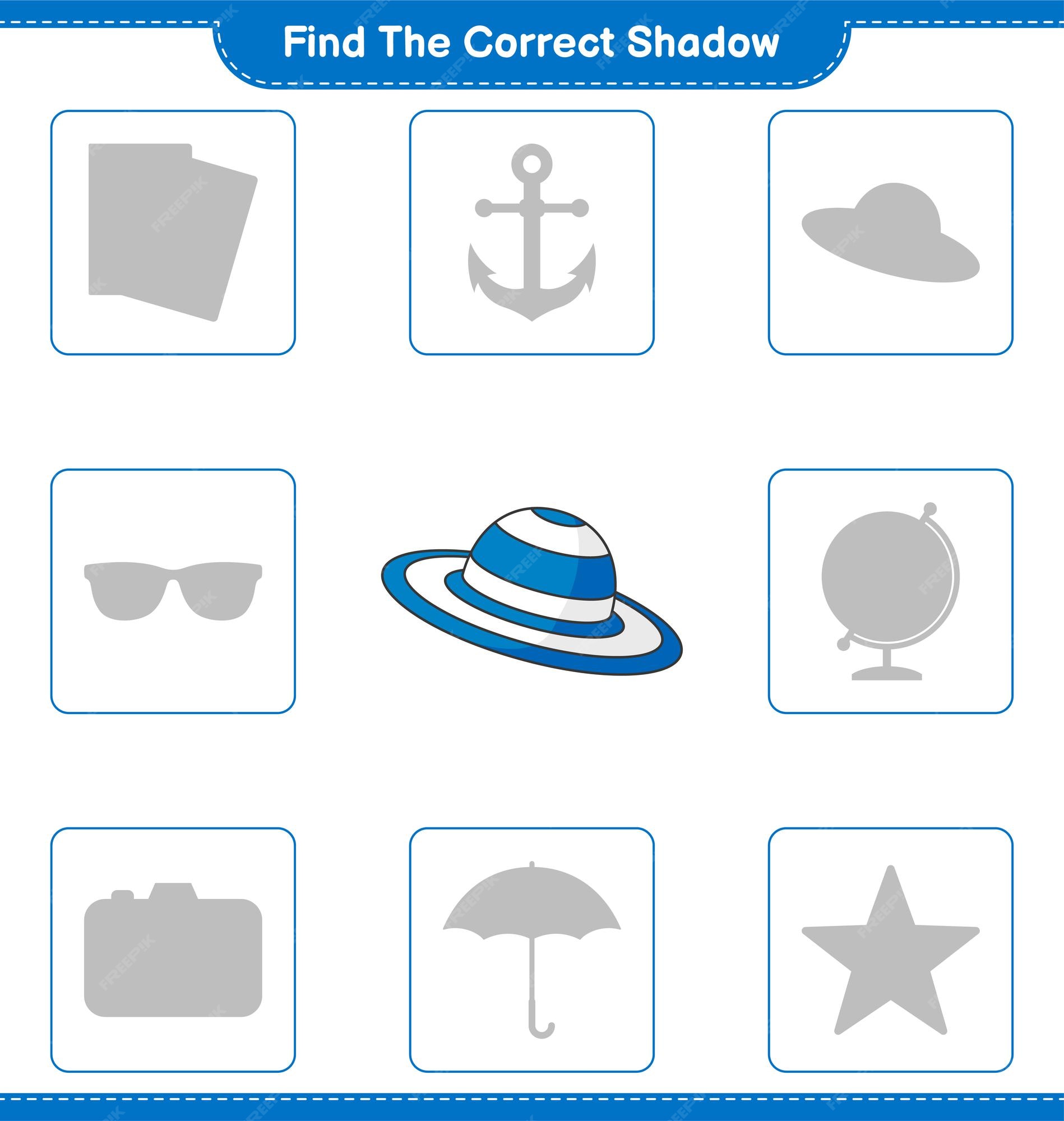 Premium Vector  Find the correct shadow find and match the