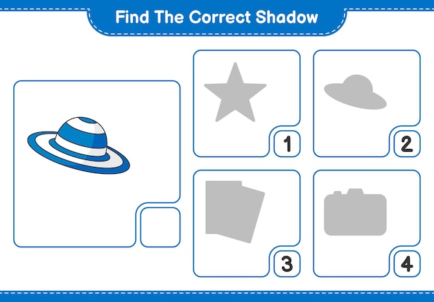 Find the correct shadow Find and match the correct shadow of Summer Hat Educational children game