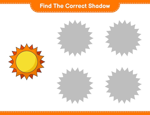 find the correct shadow find and match the correct shadow of sun educational children game
