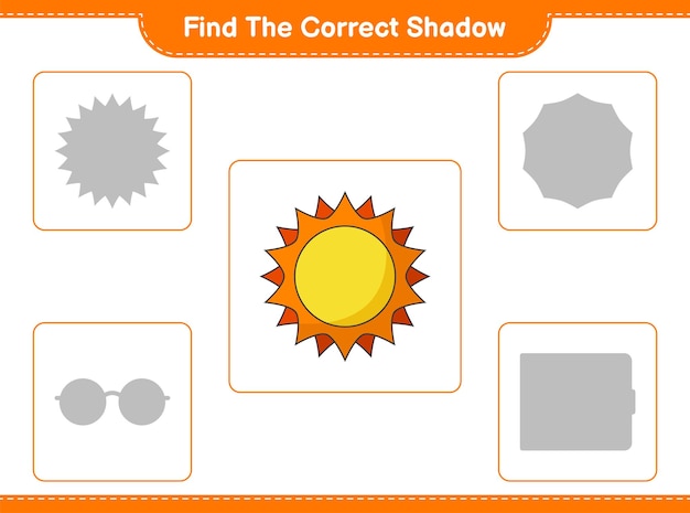 Найди правильную тень Найди и сопоставь правильную тень солнца Образовательная игра для детей