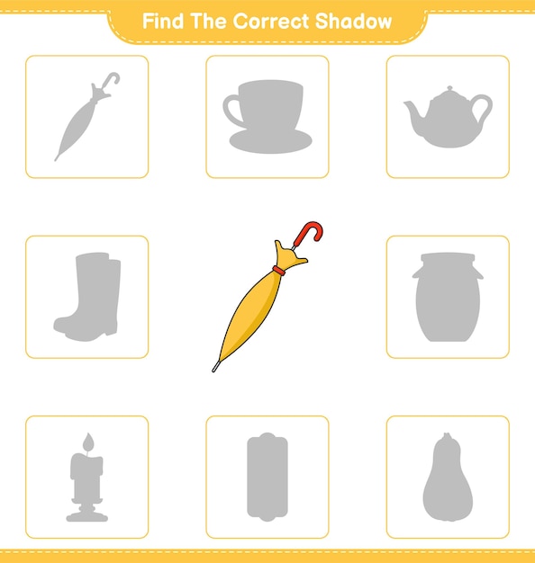 Find the correct shadow Find and match the correct shadow of Umbrella Educational children game