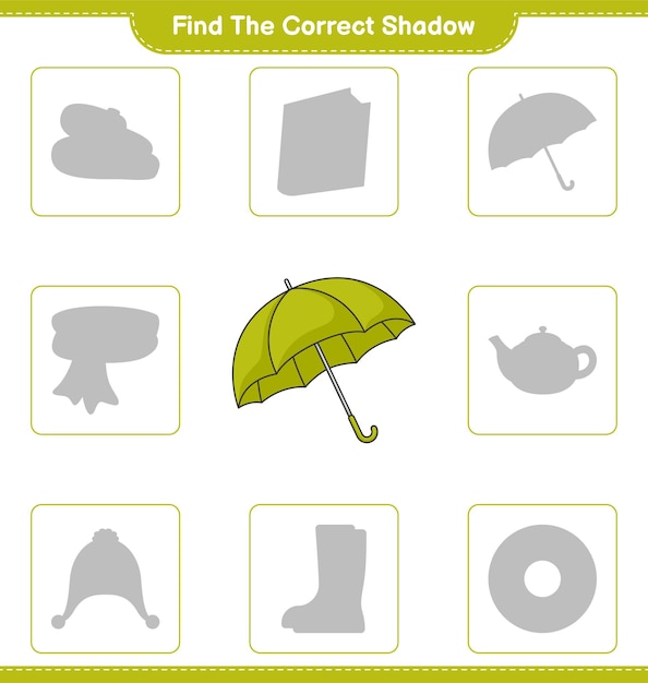 Find the correct shadow Find and match the correct shadow of Umbrella Educational children game