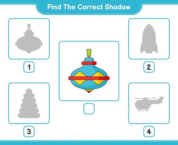 Find the correct shadow Find and match the correct shadow of Whirligig Toy Educational children game printable worksheet vector illustration