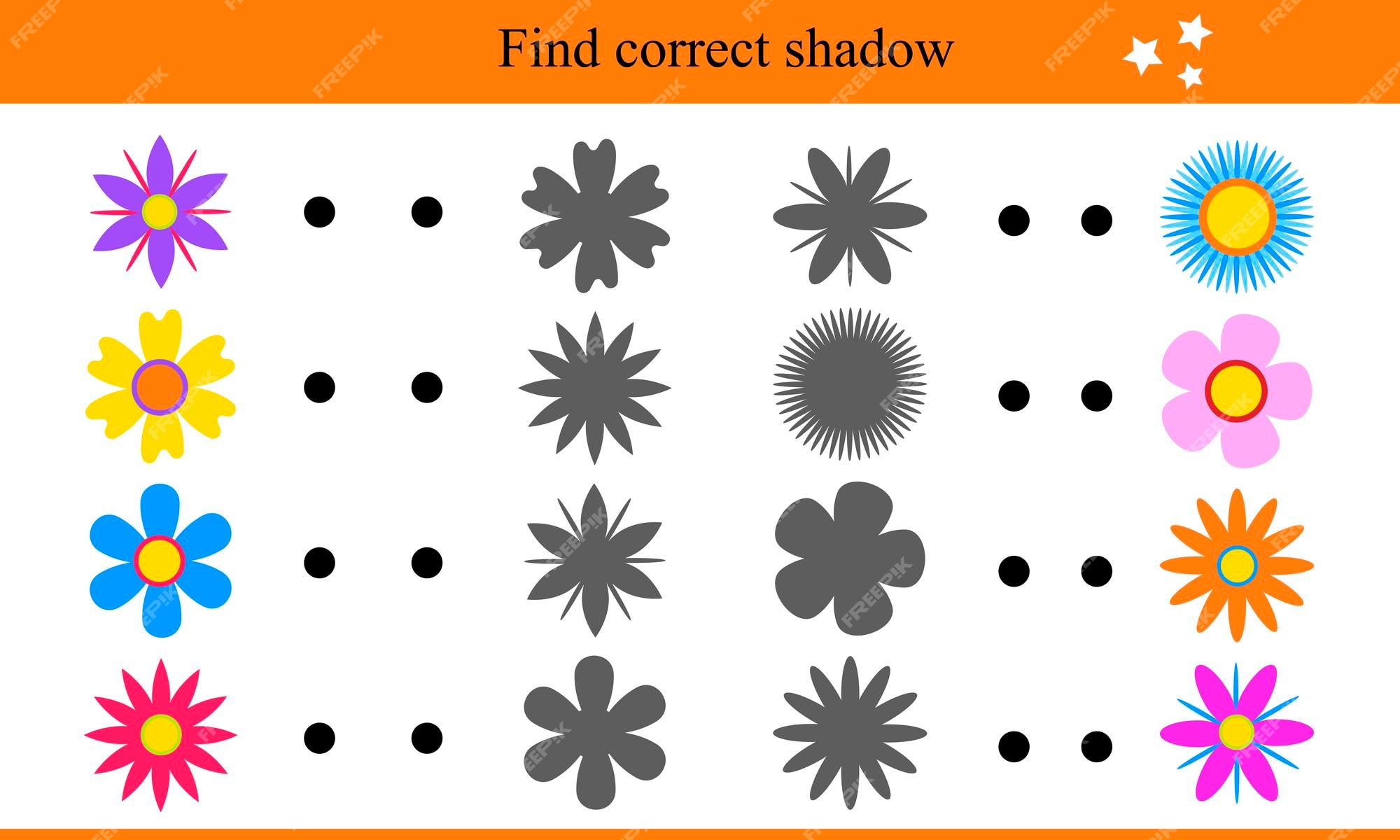 Find the correct shadow. Educational game for children. Vector