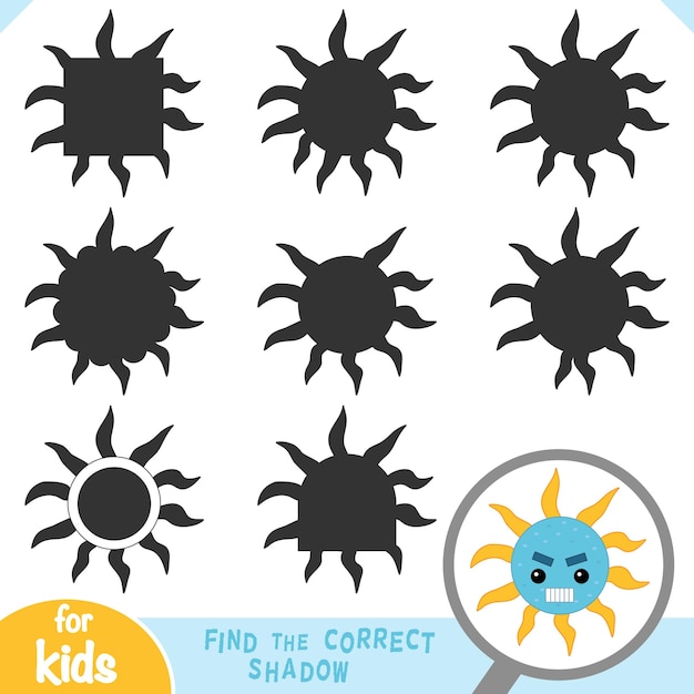 Vector find the correct shadow game for children cute bacteria and virus character