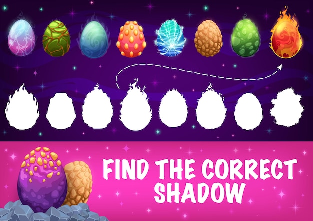 Find correct shadow game, fantastic dinosaur eggs