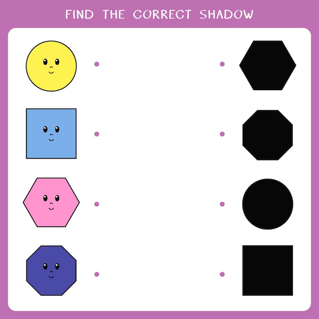 Find the correct shadow for geometric shape Vector worksheet