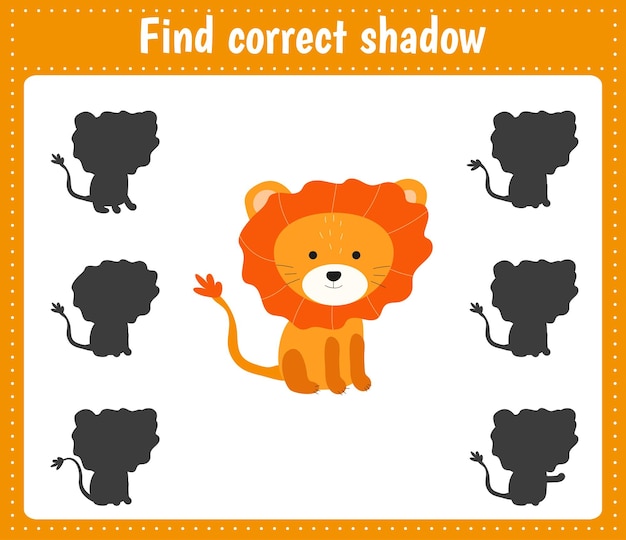 Trova l'ombra corretta gioco educativo per bambini leone