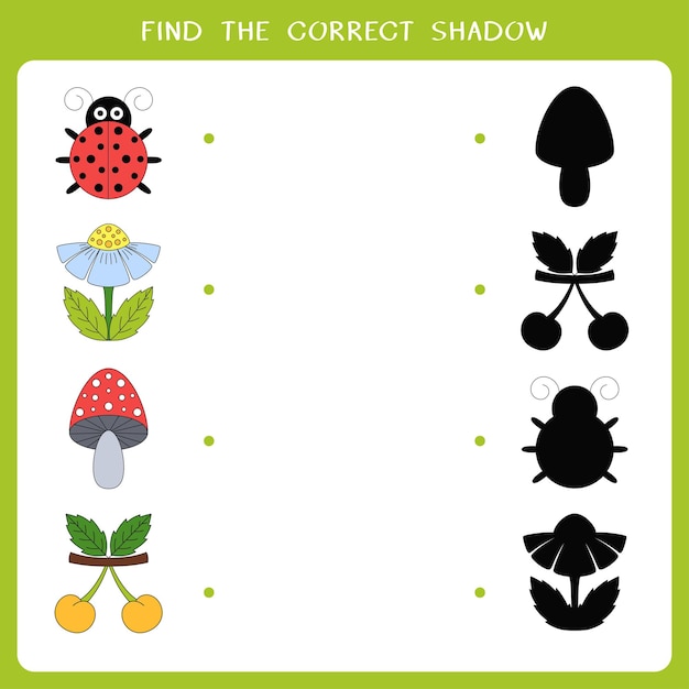 Find the correct shadow for object Vector worksheet