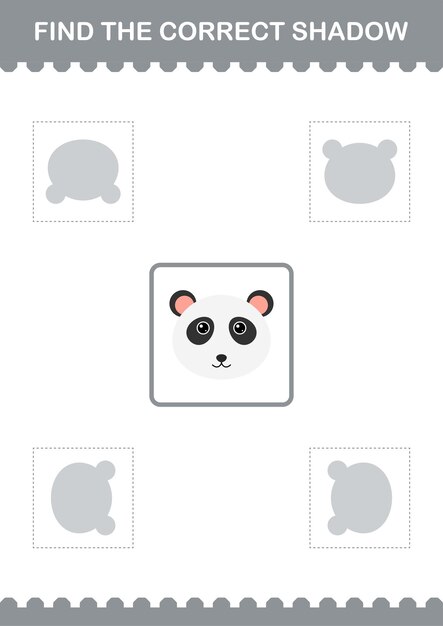 Find the correct shadow Panda face Worksheet for kids