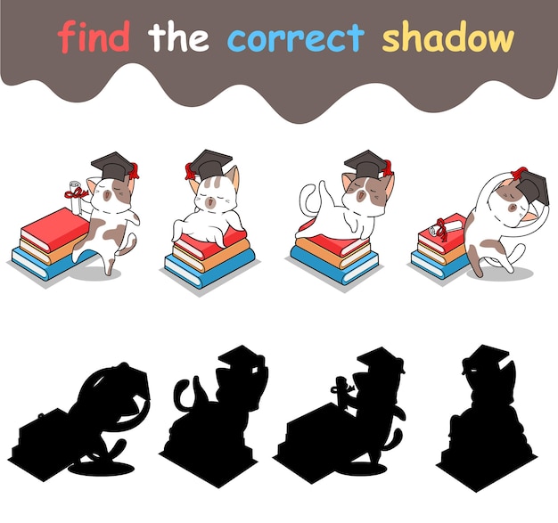 Find the correct shadow of scholar cat character