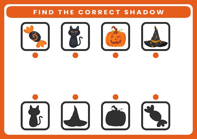 Find correct shadow theme halloween worksheet kids