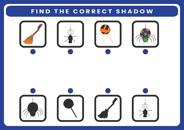 Find correct shadow theme halloween worksheet kids