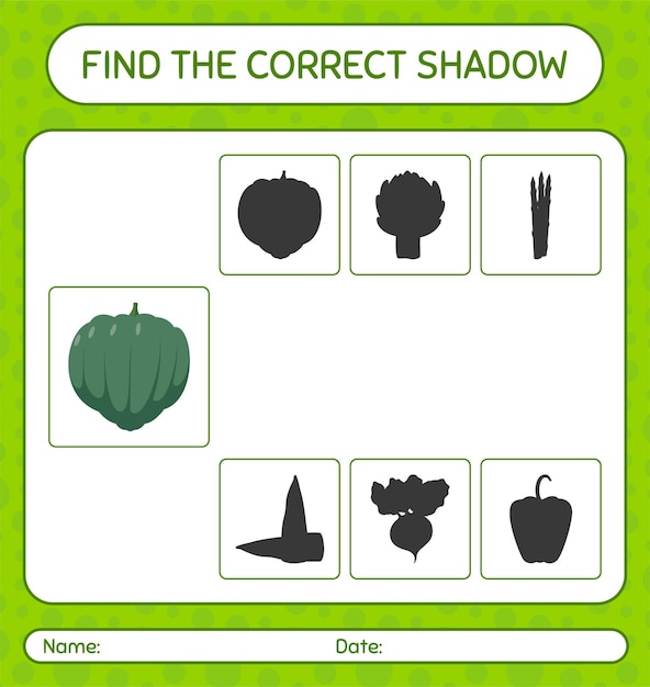 Find the correct shadows game with acorn squash worksheet for preschool kids kids activity sheet