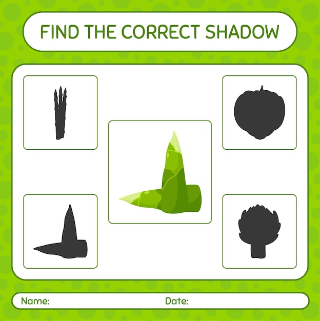 Find the correct shadows game with bamboo shoot worksheet for preschool kids kids activity sheet