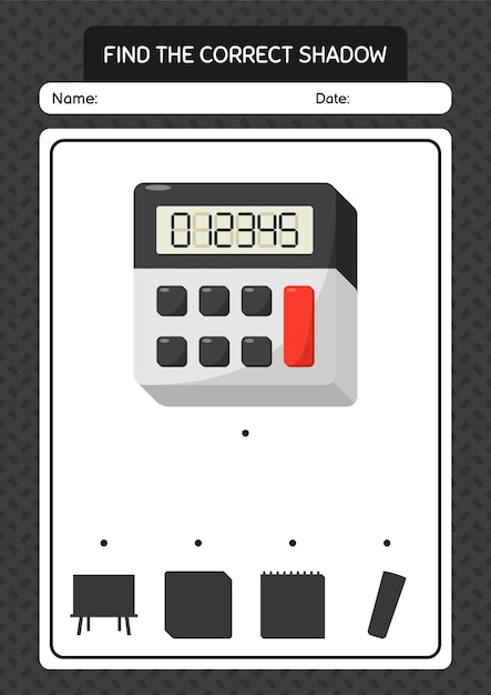 Find the correct shadows game with calculator worksheet for preschool kids kids activity sheet