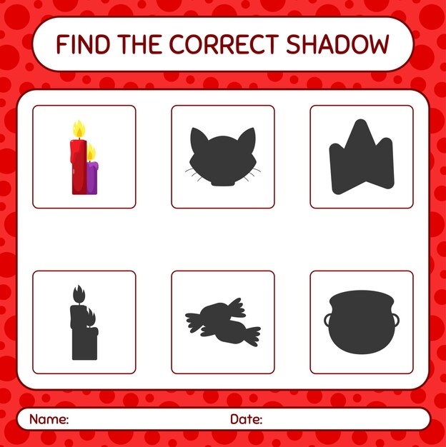 Find the correct shadows game with candle. worksheet for preschool kids, kids activity sheet