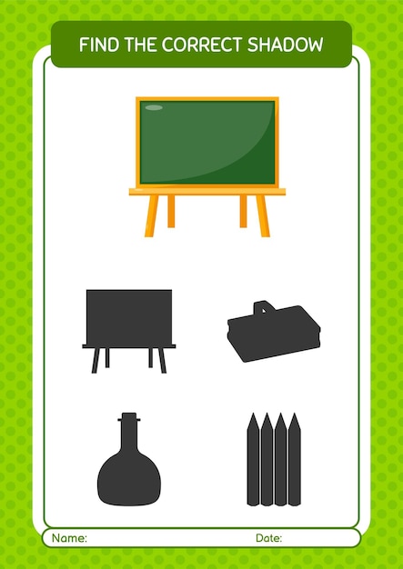 Find the correct shadows game with chalkboard worksheet for preschool kids kids activity sheet