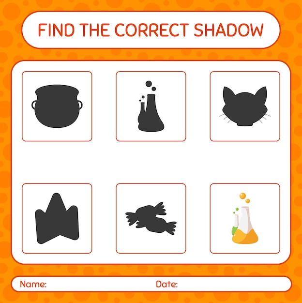 Find the correct shadows game with chemistry tube. worksheet for preschool kids, kids activity sheet