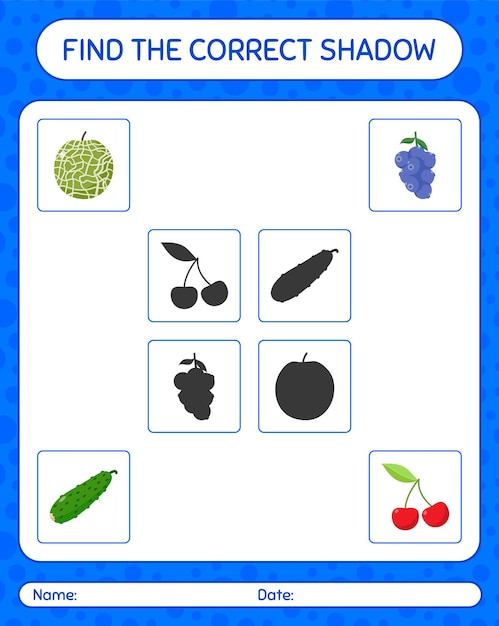 Find the correct shadows game with fruits. worksheet for preschool kids, kids activity sheet