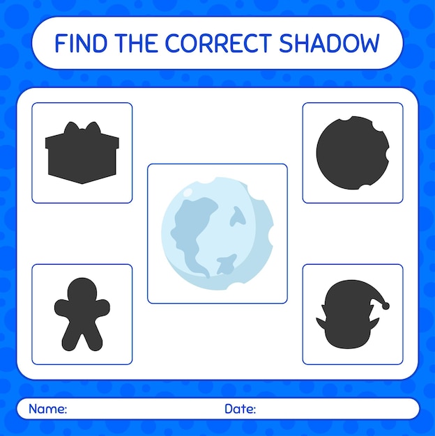 Find the correct shadows game with full moon. worksheet for preschool kids, kids activity sheet