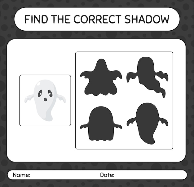 Find the correct shadows game with ghost. worksheet for preschool kids, kids activity sheet