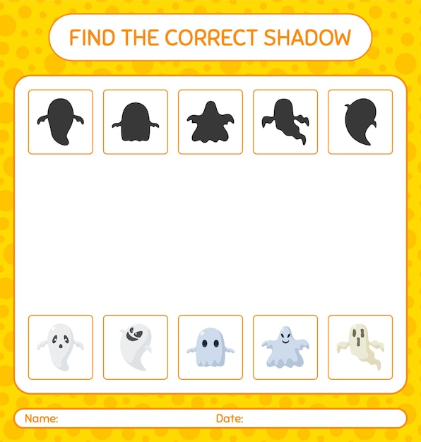 Trova il gioco di ombre corretto con l'icona di halloween. foglio di lavoro per bambini in età prescolare, foglio di attività per bambini