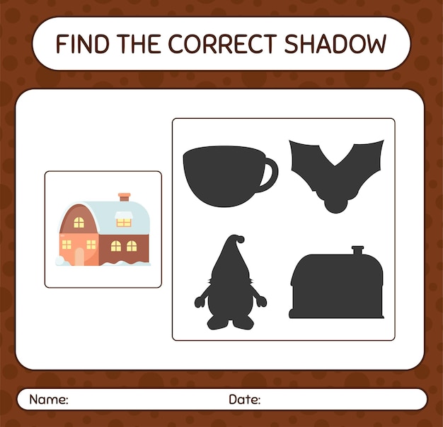 Find the correct shadows game with house. worksheet for preschool kids, kids activity sheet