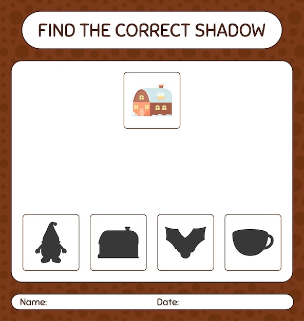 Find the correct shadows game with house. worksheet for preschool kids, kids activity sheet