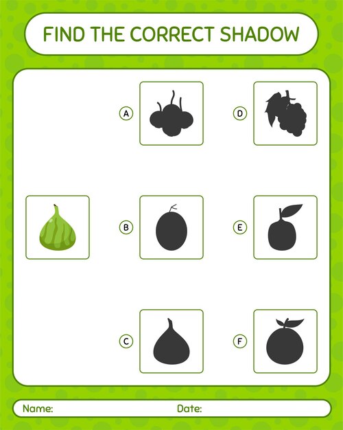 Find the correct shadows game with indian fig. worksheet for preschool kids, kids activity sheet