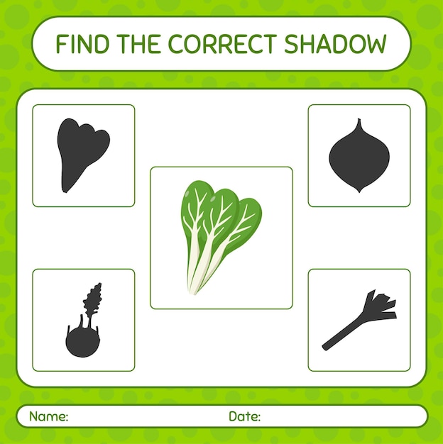 Find the correct shadows game with komatsuna worksheet for preschool kids kids activity sheet