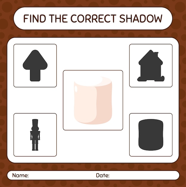 Find the correct shadows game with marshmallow. worksheet for preschool kids, kids activity sheet