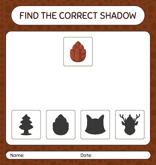 Find the correct shadows game with pine cone. worksheet for preschool kids, kids activity sheet