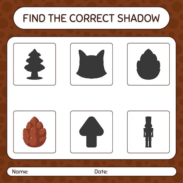 Find the correct shadows game with pine cone. worksheet for preschool kids, kids activity sheet