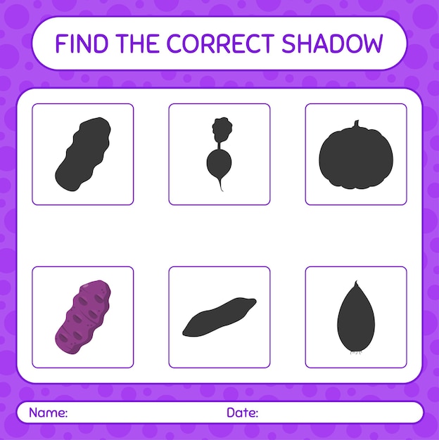 Find the correct shadows game with purple taewa worksheet for preschool kids kids activity sheet