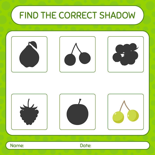 Find the correct shadows game with quenepa. worksheet for preschool kids, kids activity sheet