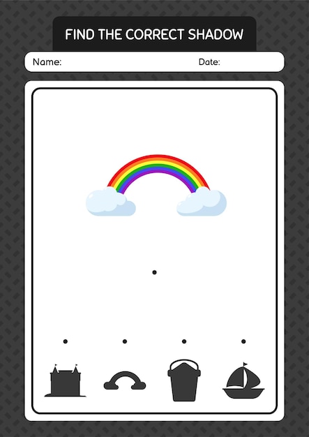 Find the correct shadows game with rainbow worksheet for preschool kids kids activity sheet