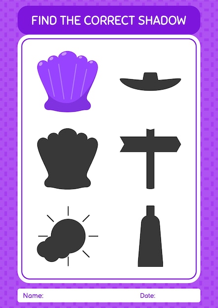 Find the correct shadows game with shells worksheet for preschool kids kids activity sheet