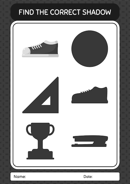 Find the correct shadows game with shoes worksheet for preschool kids kids activity sheet