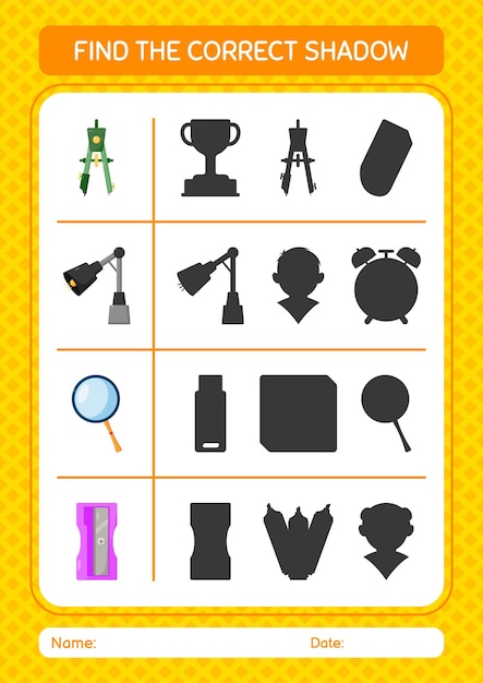 Find the correct shadows game with summer icon worksheet for preschool kids kids activity sheet