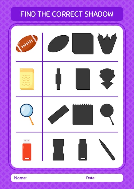 Find the correct shadows game with summer icon worksheet for preschool kids kids activity sheet