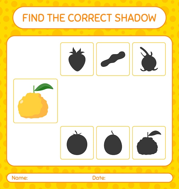 Find the correct shadows game with ugli. worksheet for preschool kids, kids activity sheet