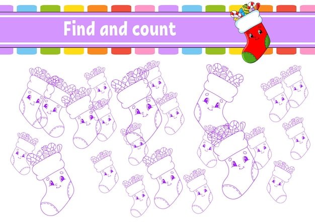 Find and count Education developing worksheet Activity page Puzzle game for children Logical thinking training