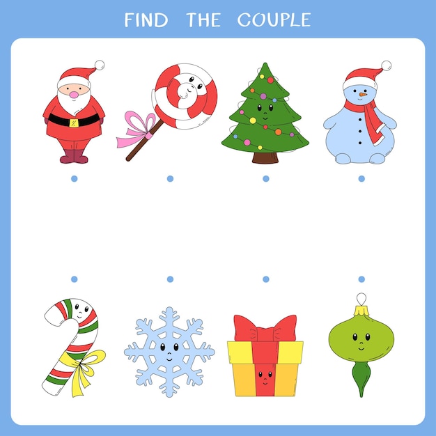 Find the couple simple educational game for kids vector worksheet