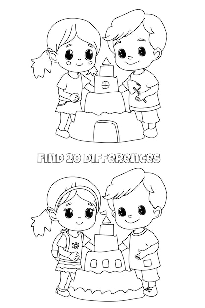 Find differences in the coloring book is a creative task for children