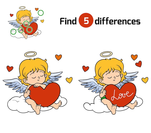 Trova le differenze, gioco educativo per bambini, angel